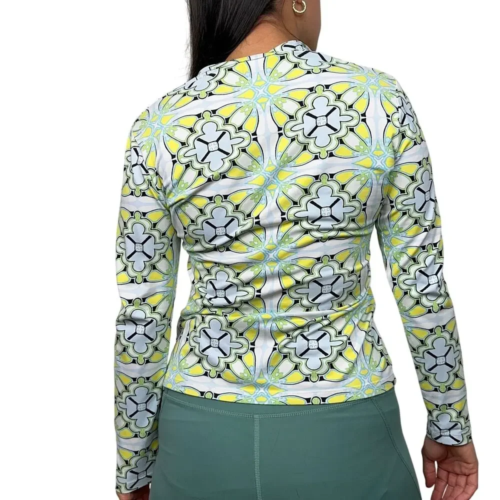J. McLaughlin Bedford Yellow Green Blue Quarter Zip Pullover